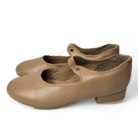 Capezio Tap Dance Shoes Women's Tan Arts Metal Tele Tone Heels Slip On 6.5 - Picture 4 of 9
